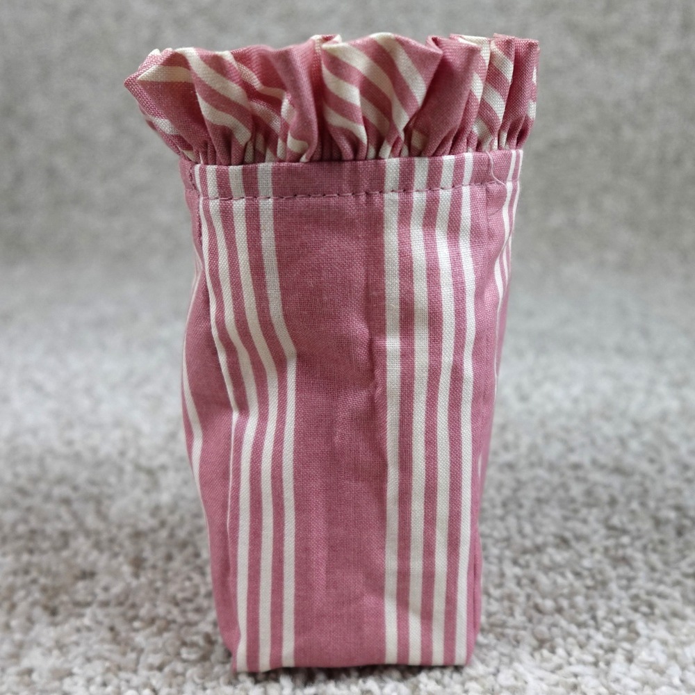 Longaberger 1998 Horizon of Hope Basket Liner Rose Stripe Pink Ruffled Fabric